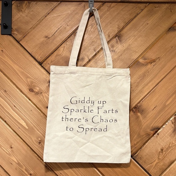 Canvas Tote Bag - Cream Giddy Up Sparkle Farts There’s Chaos to Spread - Picture 1 of 3